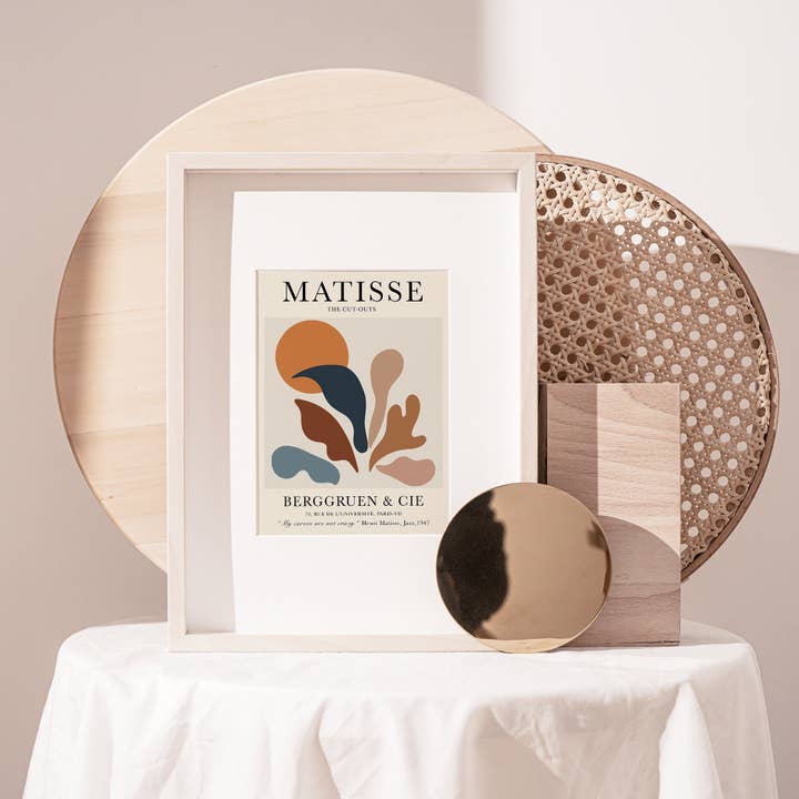 Sugar & Canvas - Venta al por mayor Ilustración - Póster de exposición vintage con recortes de Henri Matisse | Hojas de plantas botánicas, Berggruen Cie, decoración de pared Boho, Papiers Decoupes #M076