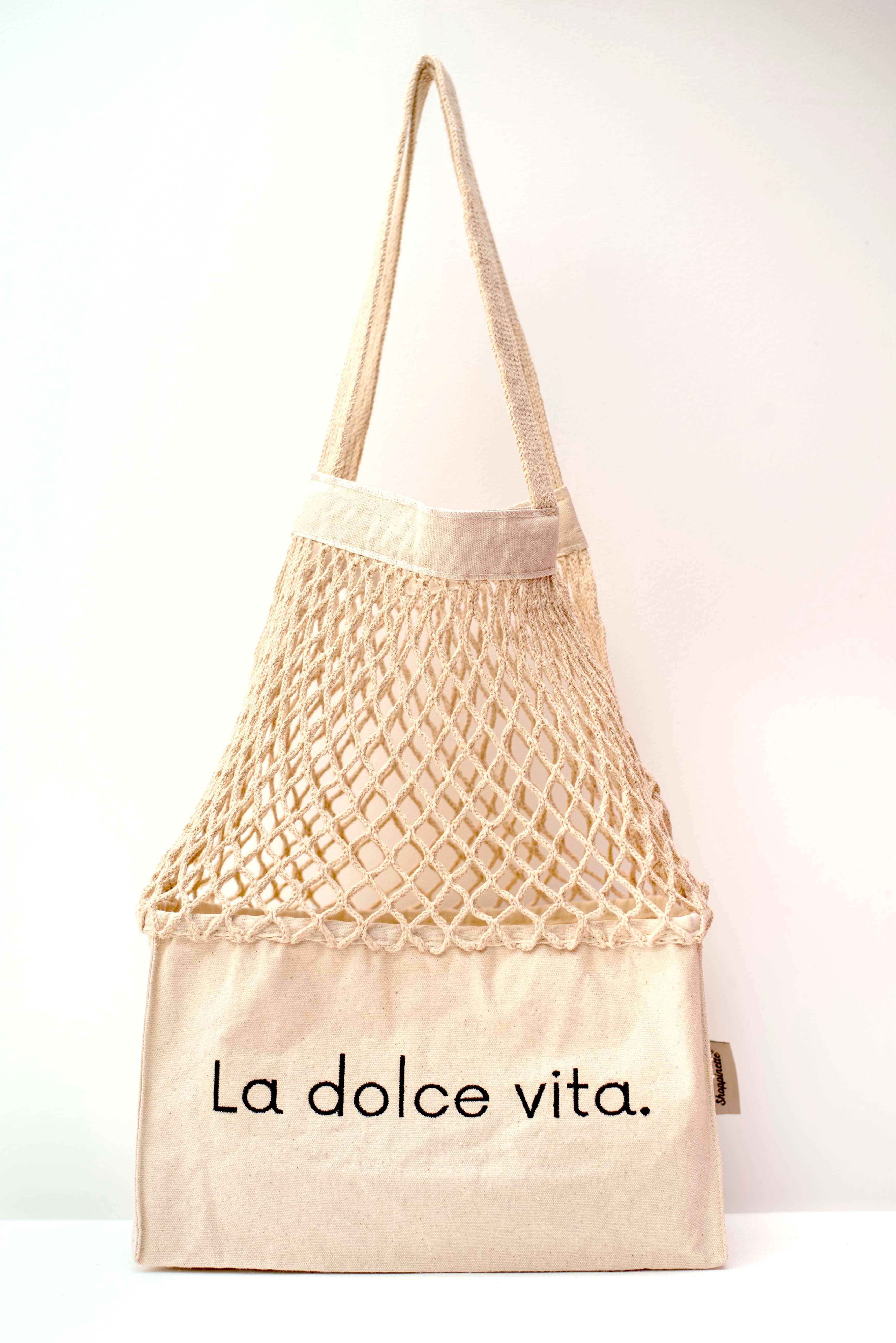 SHOPPINETTE - Wholesale Tote Bag - Women's - Embroidered mesh bag “La Dolce Vita”3