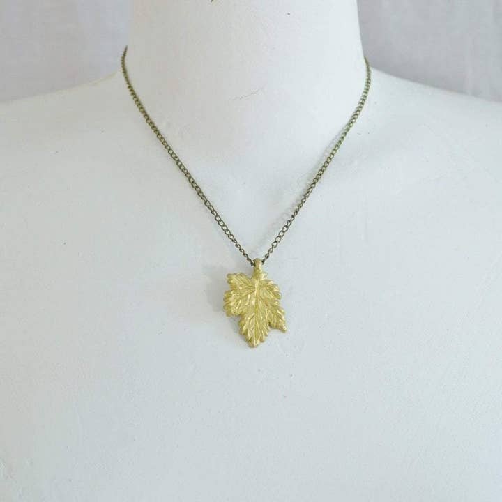 Alora Boutique Inc. - Wholesale Pendant/Charm Necklace - I Love Canada | Small Maple Leaf Necklace | Recycled Brass1