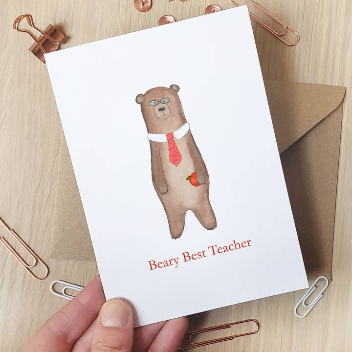 Beary Best Teacher - Greeting Card for wholesale by The Curious Cactus