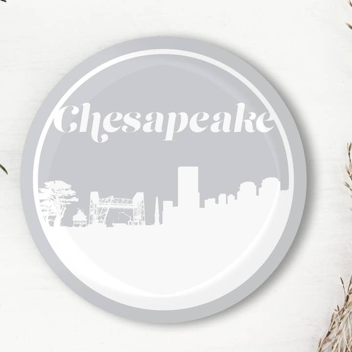 Chesapeake Virginia retro skyline dalbana | Flera färger för wholesale av Paperfinch Design