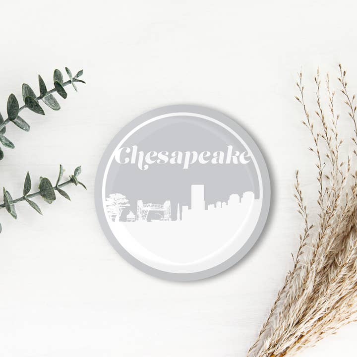 Chesapeake Virginia retro skyline coaster | Flere farver for engroshandel hos Paperfinch Design
