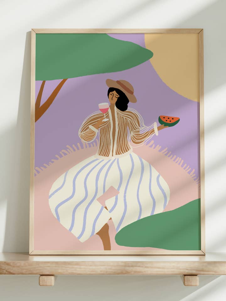 "Under the Sweet Shade" Matted Print for wholesale by Angela Wan Art