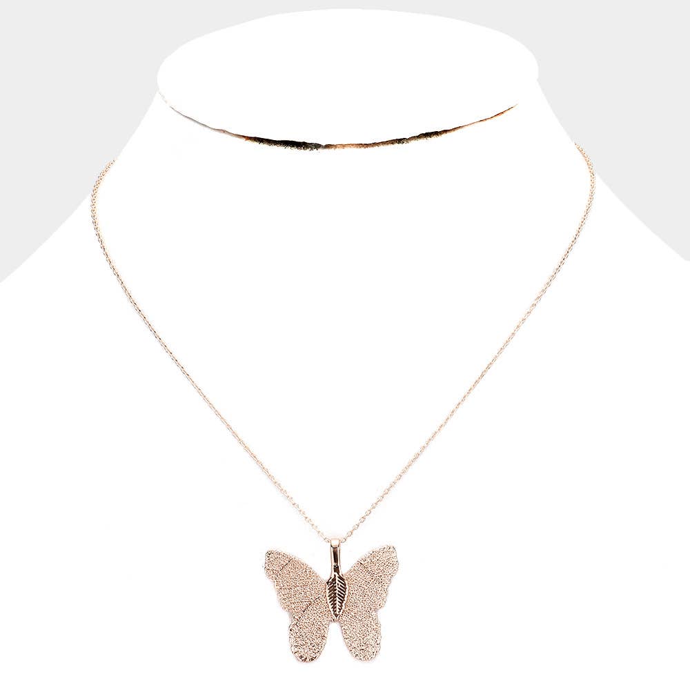 Sensibling Corp. – wholesale Pendant/charm necklace – Gold Dipped Textured Butterfly Pendant Necklace7