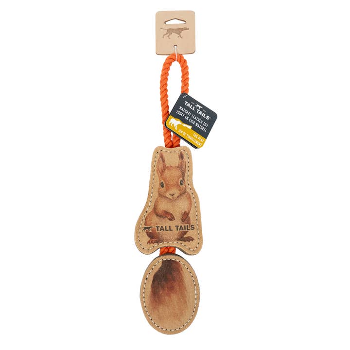 Tall Tails - Wholesale Pet Rope Toy - Dog - Natural Leather Jointed Squirrel Tug Dog Toy5
