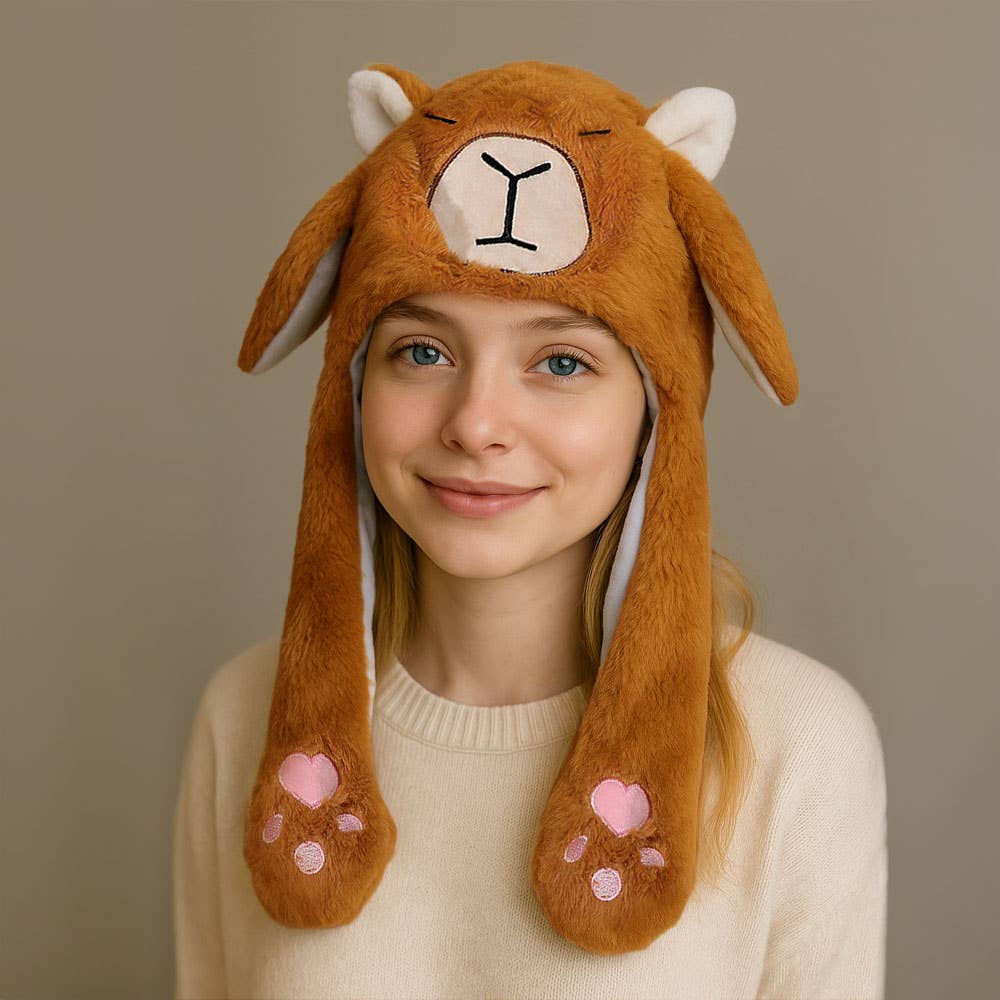 Sensibling Corp. – Engroshandel Beanie - Dame – Plys Kapybara Øreklapper Vinterhat1