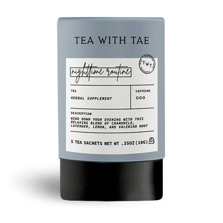 Nighttime Routine Sleep Tea Mini Tube Gift (5 tea bags) for wholesale by Tea with Tae