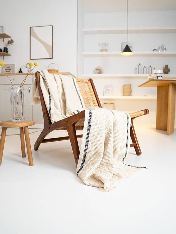 Hamilton Waffle Linen Plaid Throw Blanket W01 for wholesale by Primitive