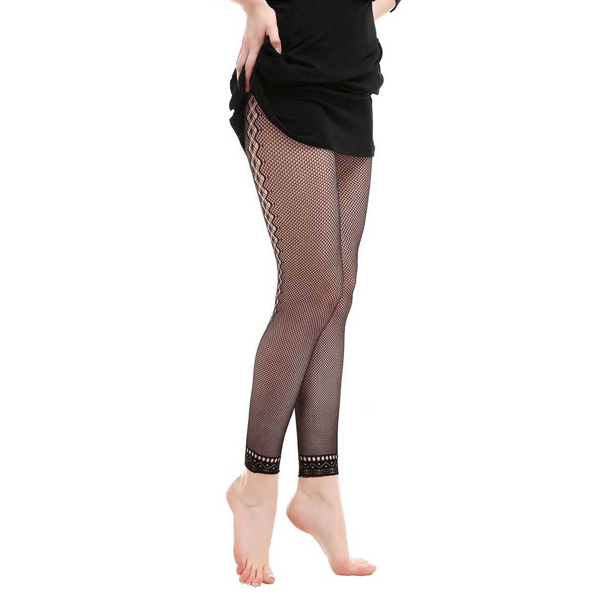 Mad Style - Wholesale Fashion Leggings - Women's - Stitches Black Fishnet Abstract Leggings1