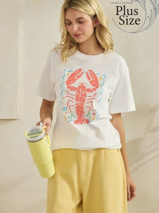 Plus size hummergrafisk t-shirt WT52564PL för wholesale av GeeGee x Lovelo