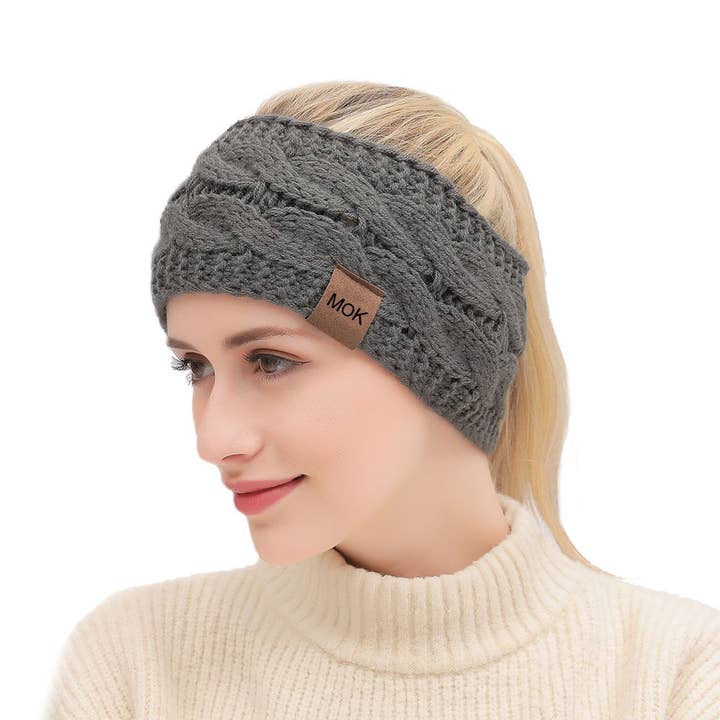 MKS America - Wholesale Fashion Headband - Women's - Plain Cable Knit Head Wrap Thermal fleece lined headband26
