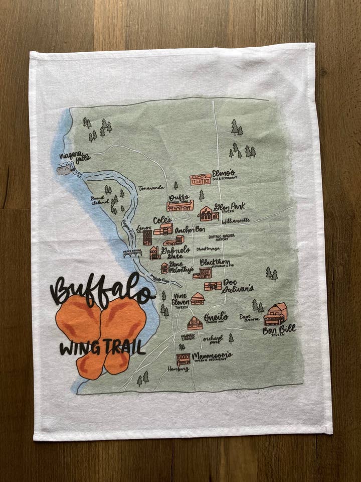 Buffalo Wing Trail Map Geschirrtuch für den Großhandel von the letters mdn