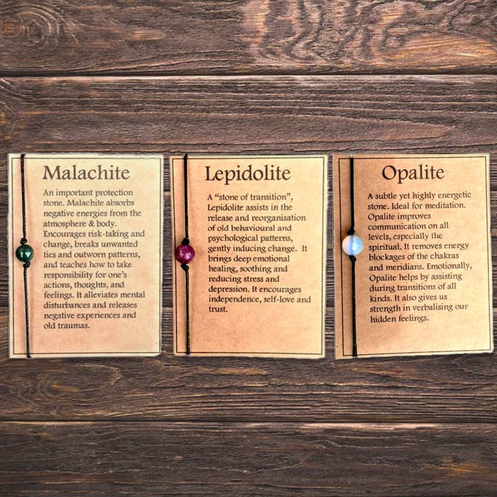 CRYSTAL HEALING ANKLET/BRACELET WITH CARD (ADJUSTABLE) for wholesale by Ashlen