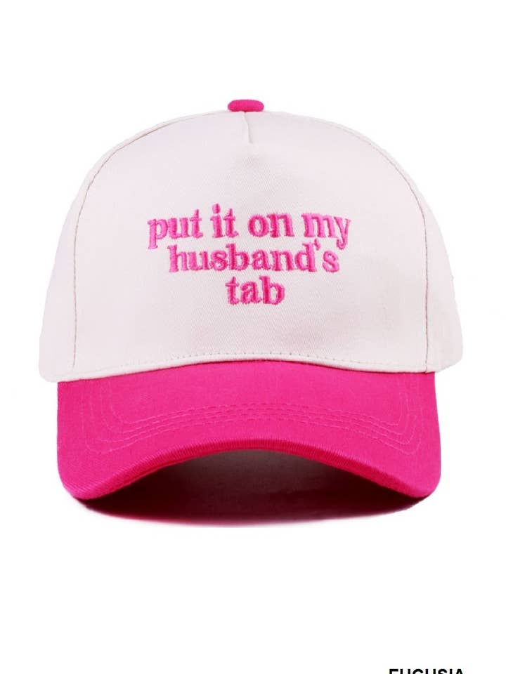 ,,...._ 1009 Put It On My Husband's Tab Two Tone Canvas Cotton Cap SI-279 for wholesale by 42POPS