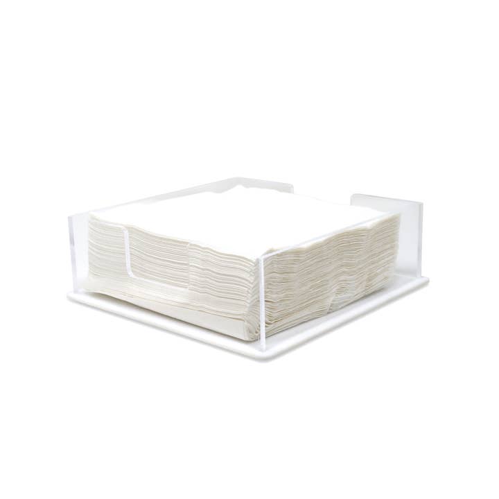 VIVIENCE - Wholesale Napkin Holder - Acrylic Square Napkin Holder with White Base, 8"L
1