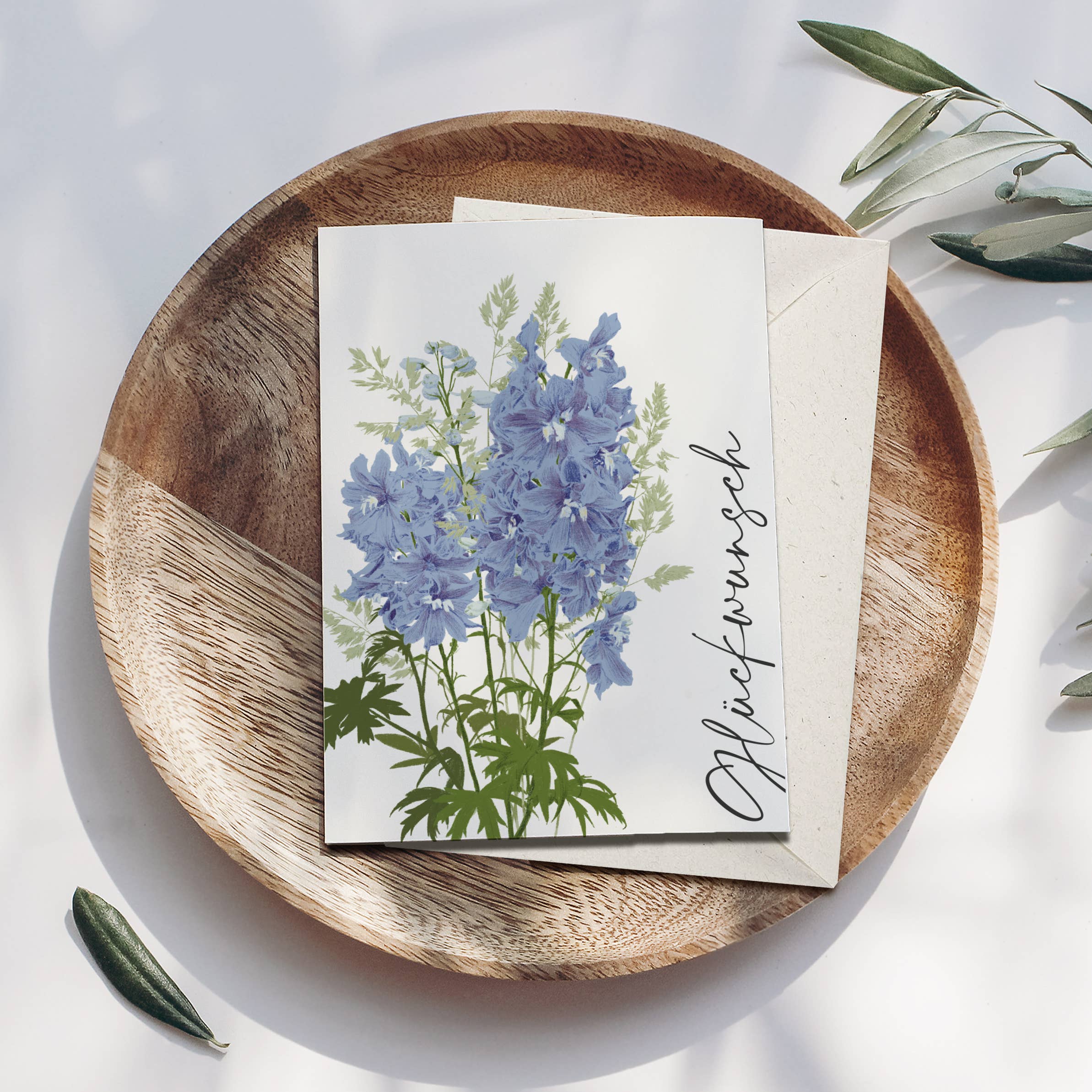 Wildblumen Atelier - Wholesale Congratulations Card - Greeting card congratulations blue flowers, with envelope, FSC1