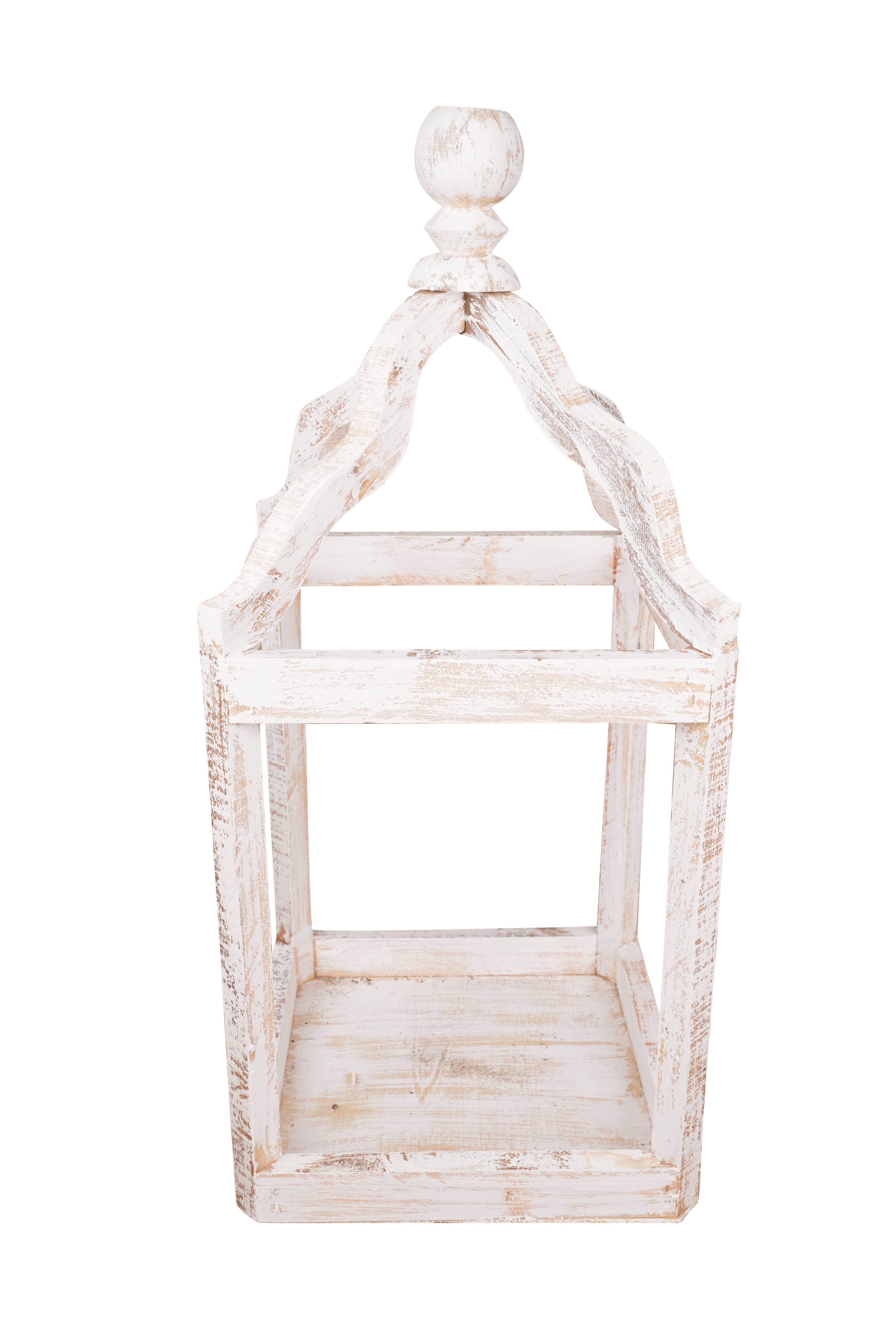 My Amigos Imports – wholesale Lantern –  Pinnacle Farmhouse Wood Lantern-Set of 2-Rustic-White2