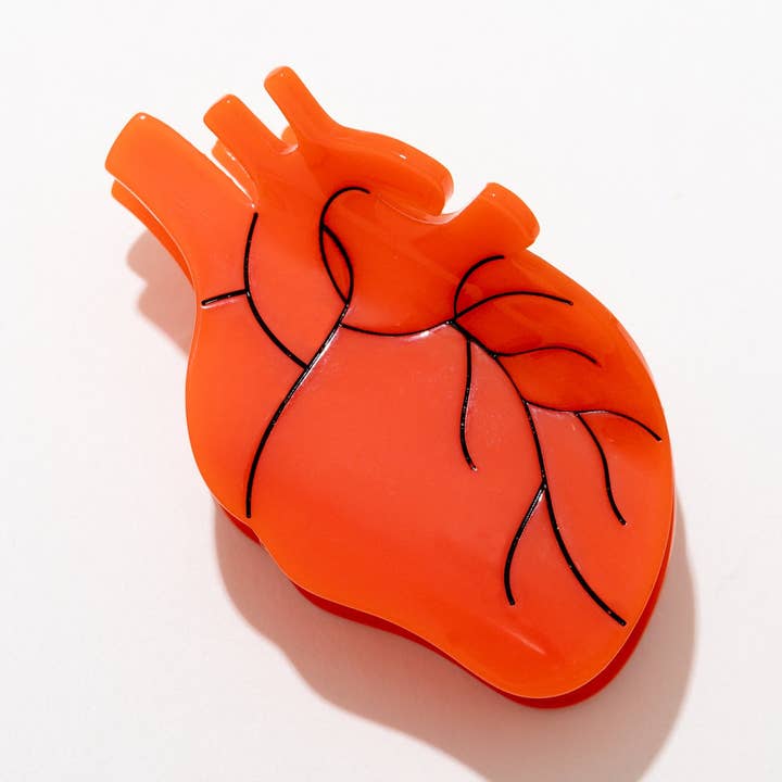Anatomical Heart Acetate Hair Claw Clip for wholesale by Larissa Loden