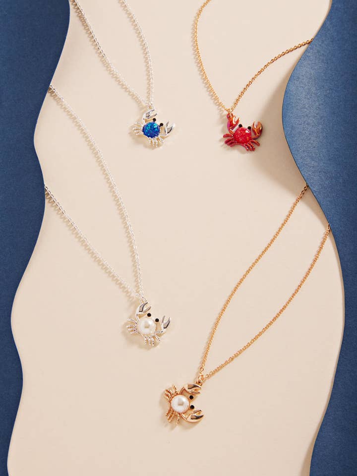 Crab Pendant Summer Sea Life Short Necklace for wholesale by Designature New York