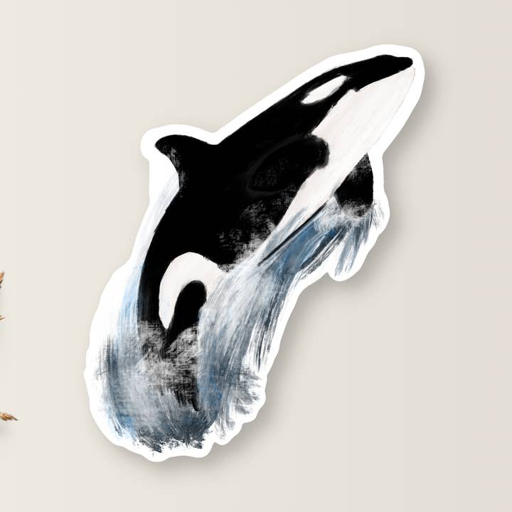 AUTOCOLLANTS EN VINYLE ET PAPIER RÉSISTANT AUX INTEMPÉRIES ORQUE BALEINE/ÉPAULARD pour la vente par Drifting Souls Paper Co.