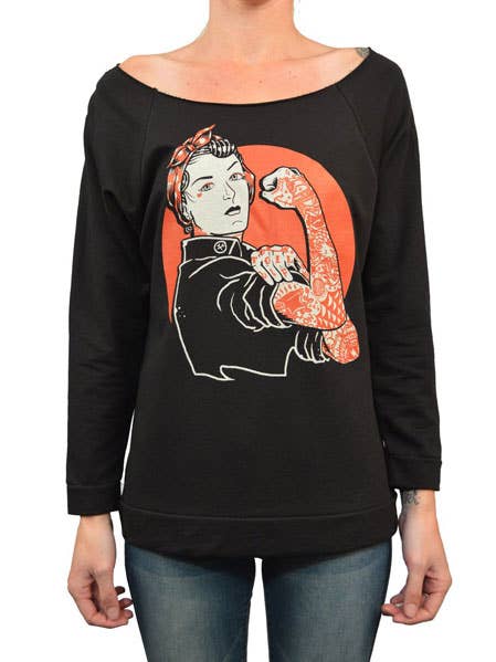 We Can Do It - Women's Unfinished Scoop Neck Sweatshirt for wholesale by Black Market Art