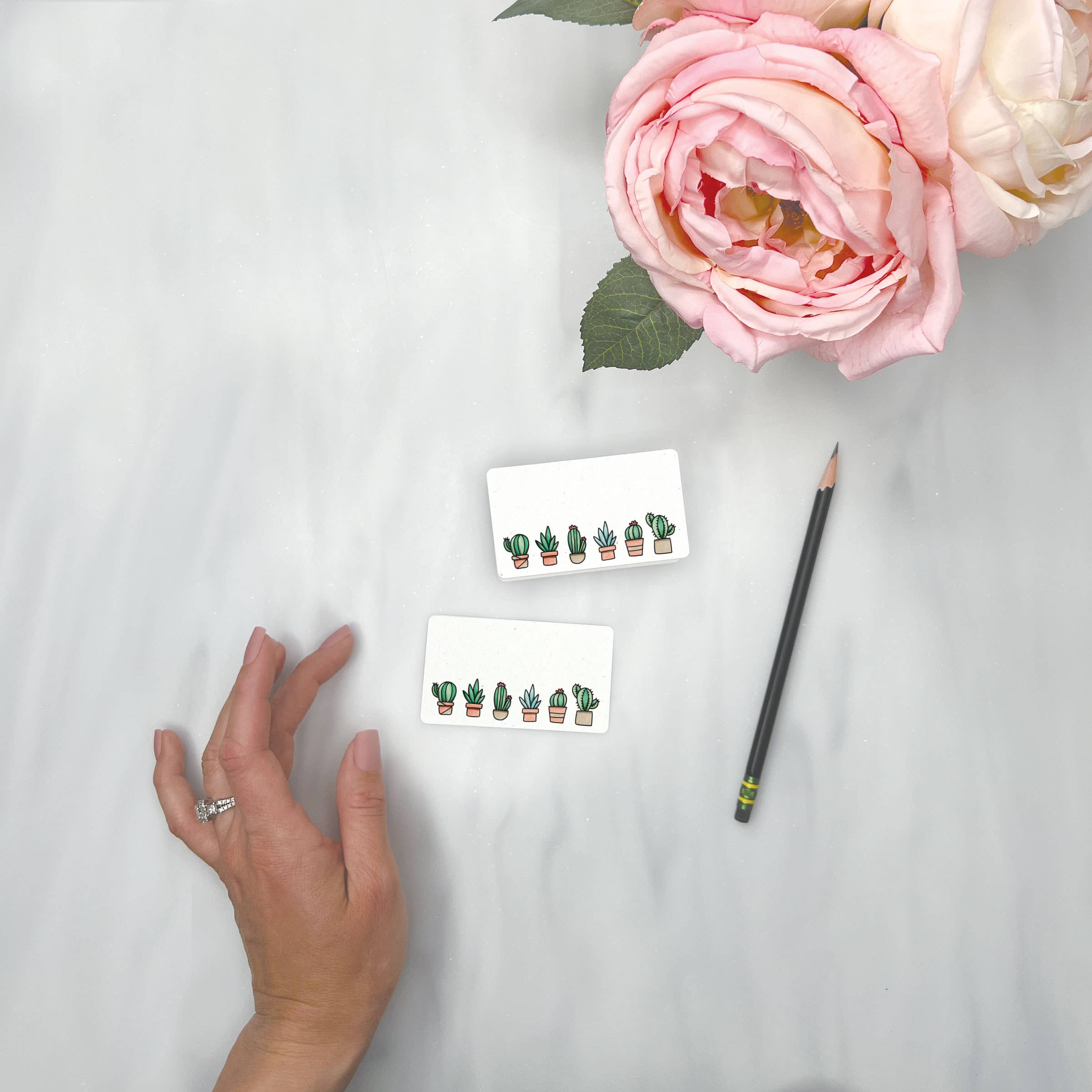 Lemon Doodle - Wholesale Stationery/Notecard Set - Line of Cacti - Mini Note Cards (Pack of 56)2