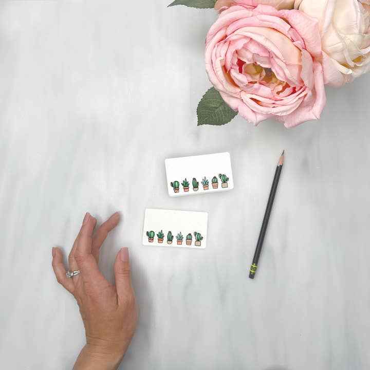 Lemon Doodle - Wholesale Stationery/Notecard Set - Line of Cacti - Mini Note Cards (Pack of 56)2