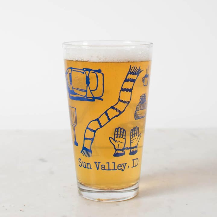 Name Drop Ski Tools Pint Glass for wholesale by Vital Industries