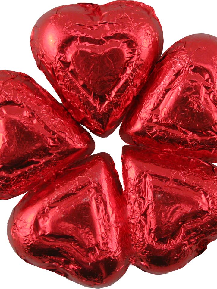Cuori Rossi di Cioccolato, busta da 2oz per la vendita all'ingrosso da parte di Laketown Chocolates