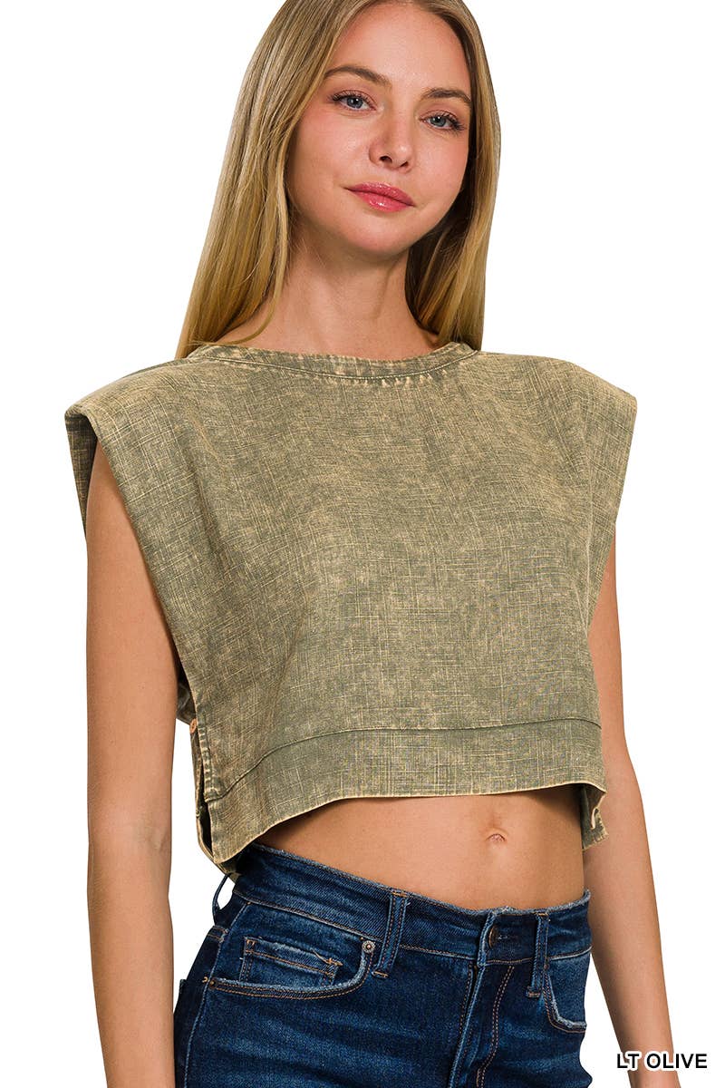 42POPS - Wholesale Gebreide top - Dames - ",..Zuurgewassen Zij Knopen Spier Crop Top6