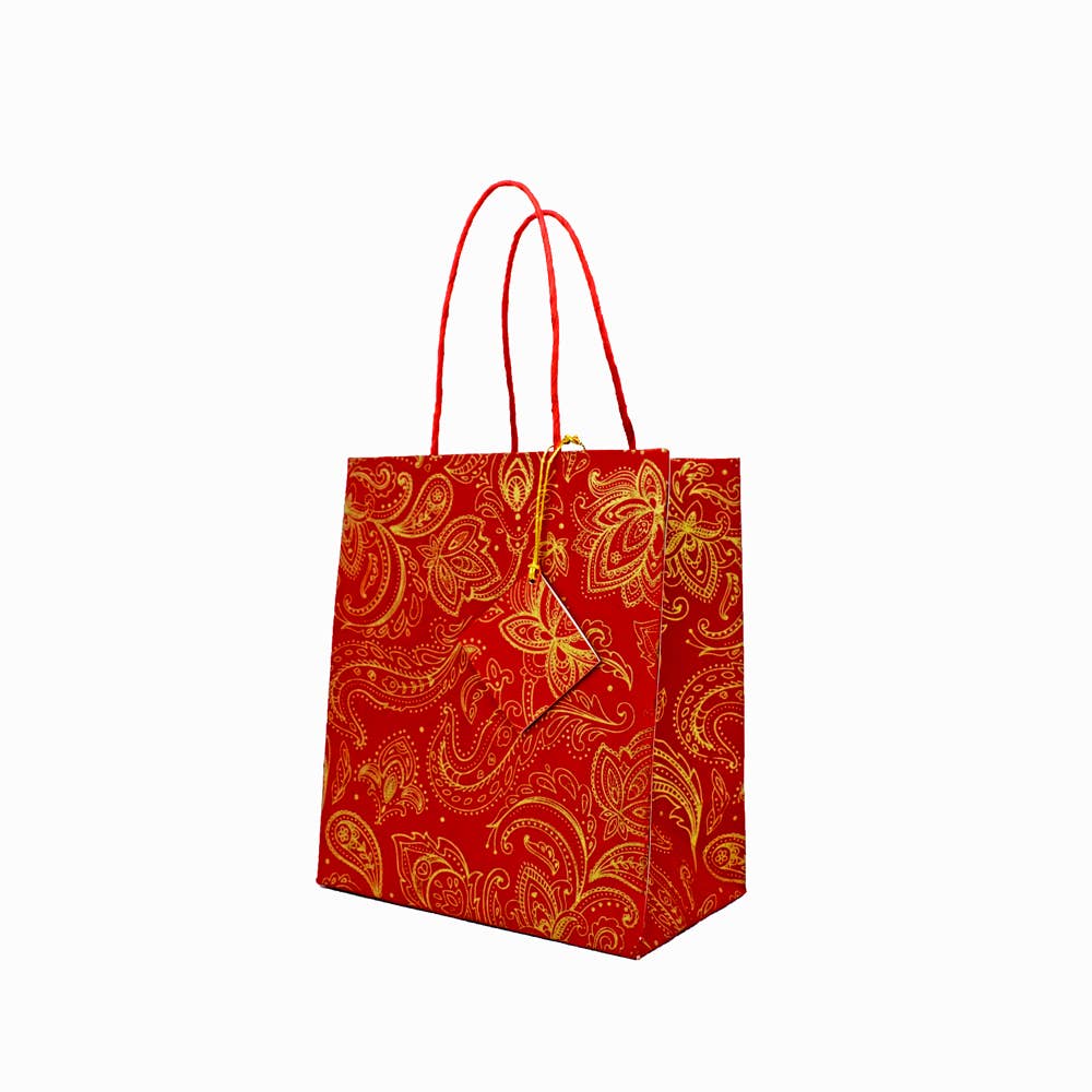 Fair to Trade Ltd - Wholesale Gift Bag - Handmade Floral Paisley Gold Recycled Paper Gift Bags 5