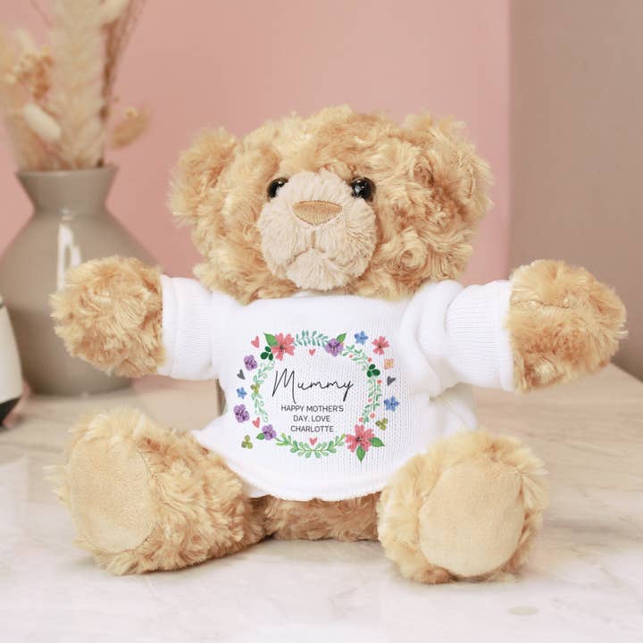 Personalised Floral Teddy Bear for wholesale by Simply Canvas Art