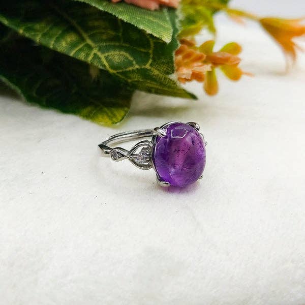 AMETHIST zilveren basis SAMATHA ~ Verstelbare ring van natuurlijke amethist voor groothandel op Faire2