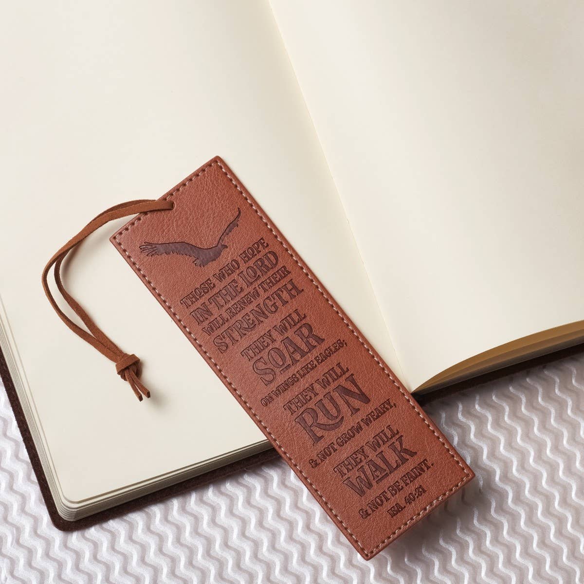 Christian Art Gifts - Wholesale Bookmark - Bookmark Faux Leather Brow Soar, Run, Walk Isa. 40:311