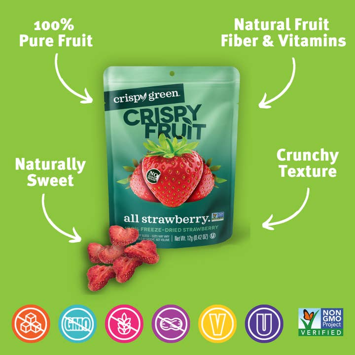Crispy Green - Wholesale Dried/Dehydrated Fruit - Freeze Dried Strawberry 12g, Single