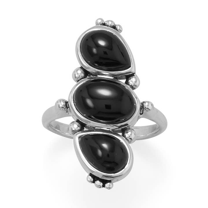 Bague en onyx noir multiforme pour la vente par Silver Stars Collection