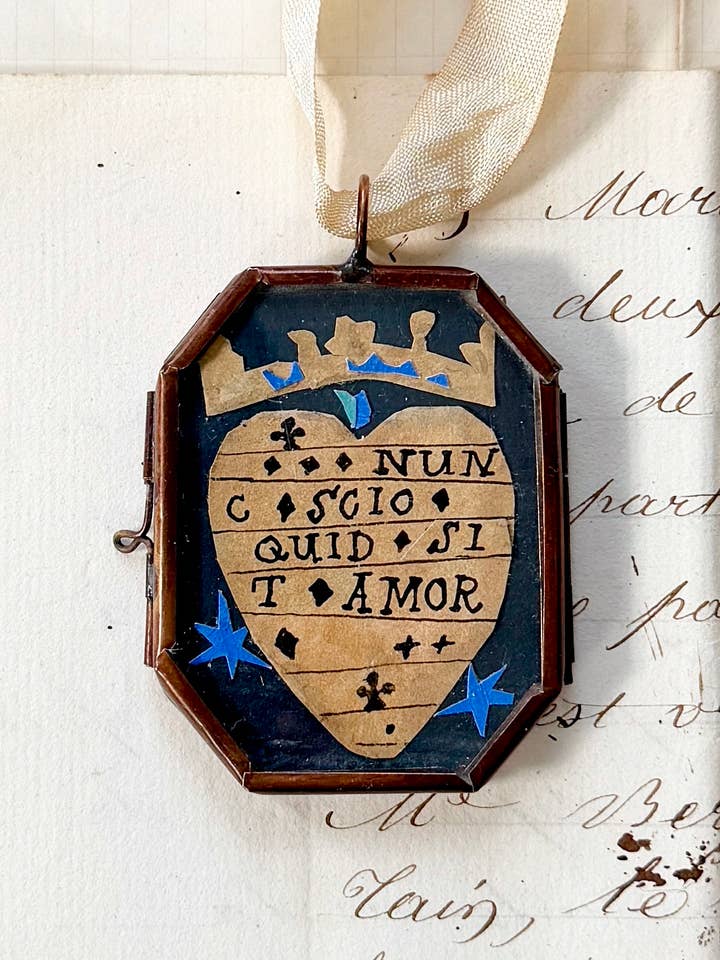 Nunc Scio II. ~ Art Locket Heart Vintage Decor Handmade for wholesale by Maris Mirum