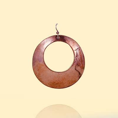 Polished Copper Large Donut Earrings for wholesale by Moosepablos, Inc.