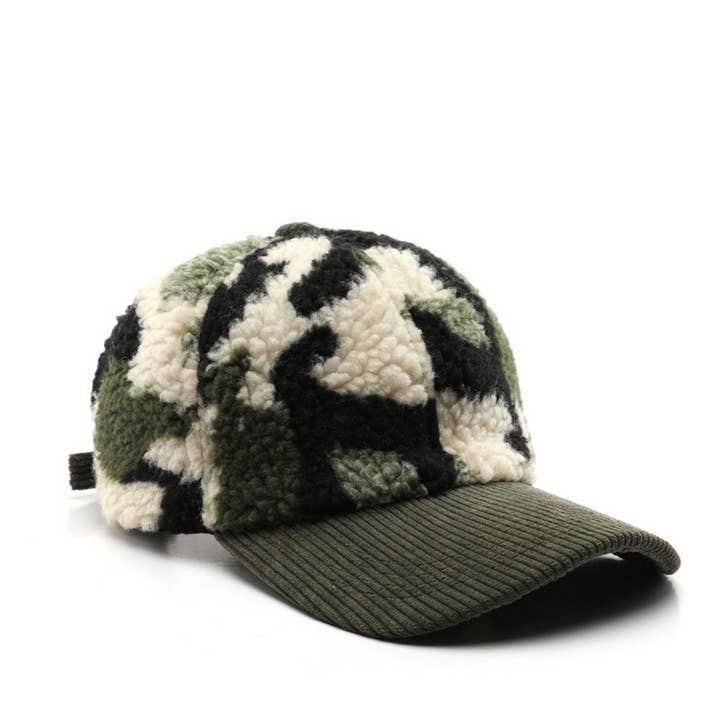 ACCITY - Wholesale Baseball Cap - Unisex - Winter Colorblock Fleece Camo Baseball Cap_CWAH21712