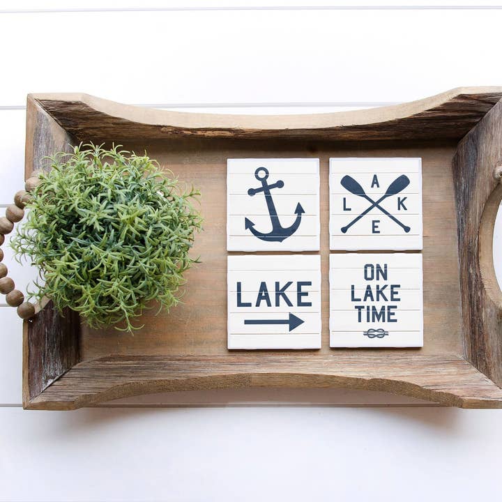 Melody Press Co. - Wholesale Coasters - Lake House Coasters (Set of 4) White