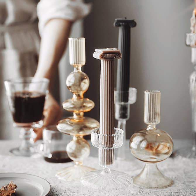 IVORE.GROUP (We cover All Import duty) - Wholesale Candle Holder - Vintage Style Glass Candlestick Holder8