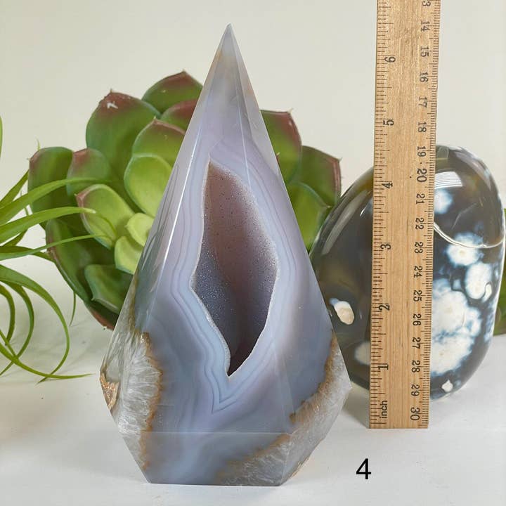 Rock Paradise - Wholesale Spiritual stone/crystal - Agate Druzy Geode Long Wide Crystal Point Cut Base - As Is - You Choose3