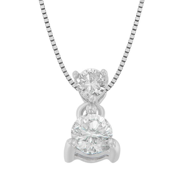 14K White Gold 1/2 Carat Round Cut Diamond Pendant Necklace for wholesale by Infinite Jewels