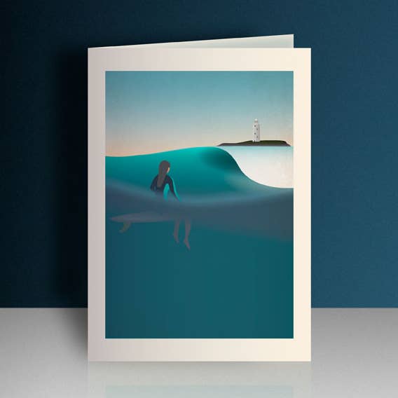 Godrevy Girl Greeting Card for wholesale by The Single Fin Collective