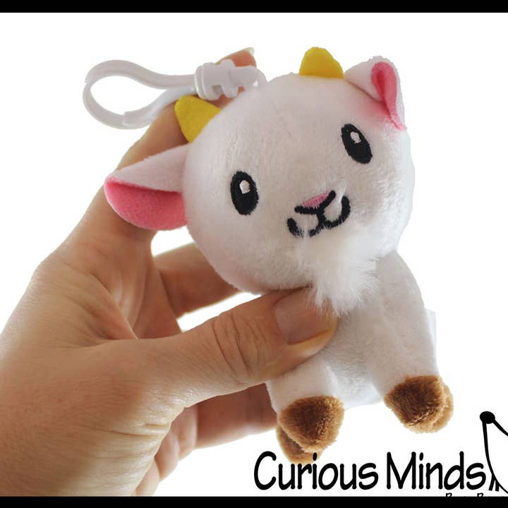 Curious Minds Toys – Engroshandel Plyslegetøj - Børn og baby – 1 Ged Bamse Plysdyr med Klemme - Bedårende Bondegårdsdyr