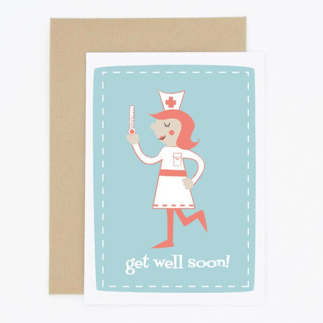Carte rétro d'infirmière Get Well pour la vente par Madame Annie et Fils