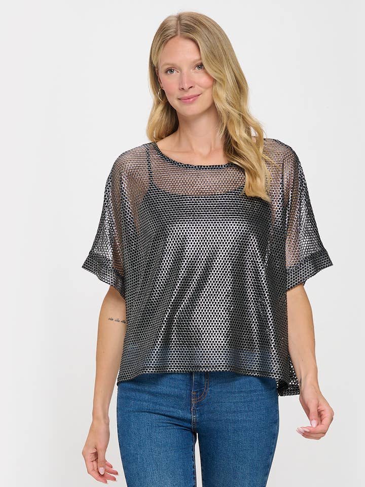 Boxy-Dolman-Top mit Netzmuster für den Großhandel von 07/2004