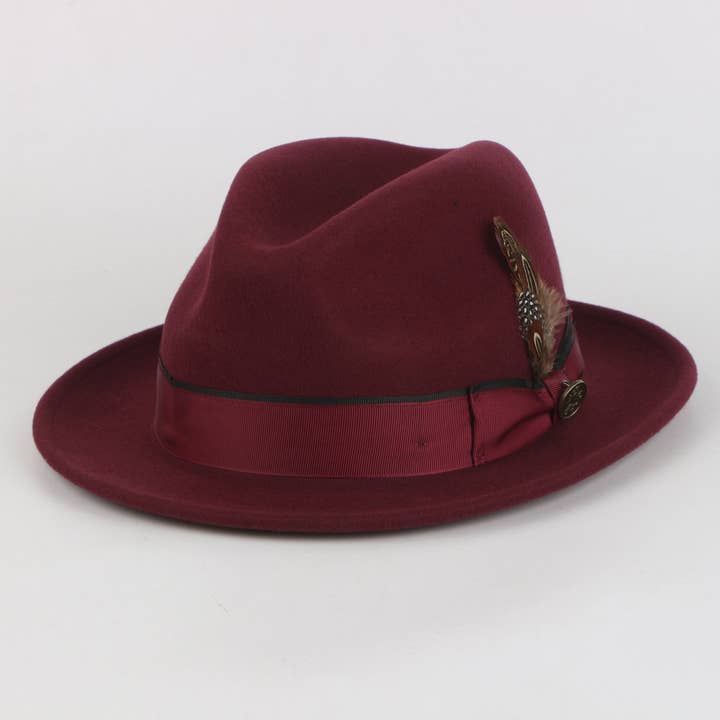 The Bogart Fedora | Fine Australian Wool Fedora Hat | Burgundy for wholesale by Steven Land