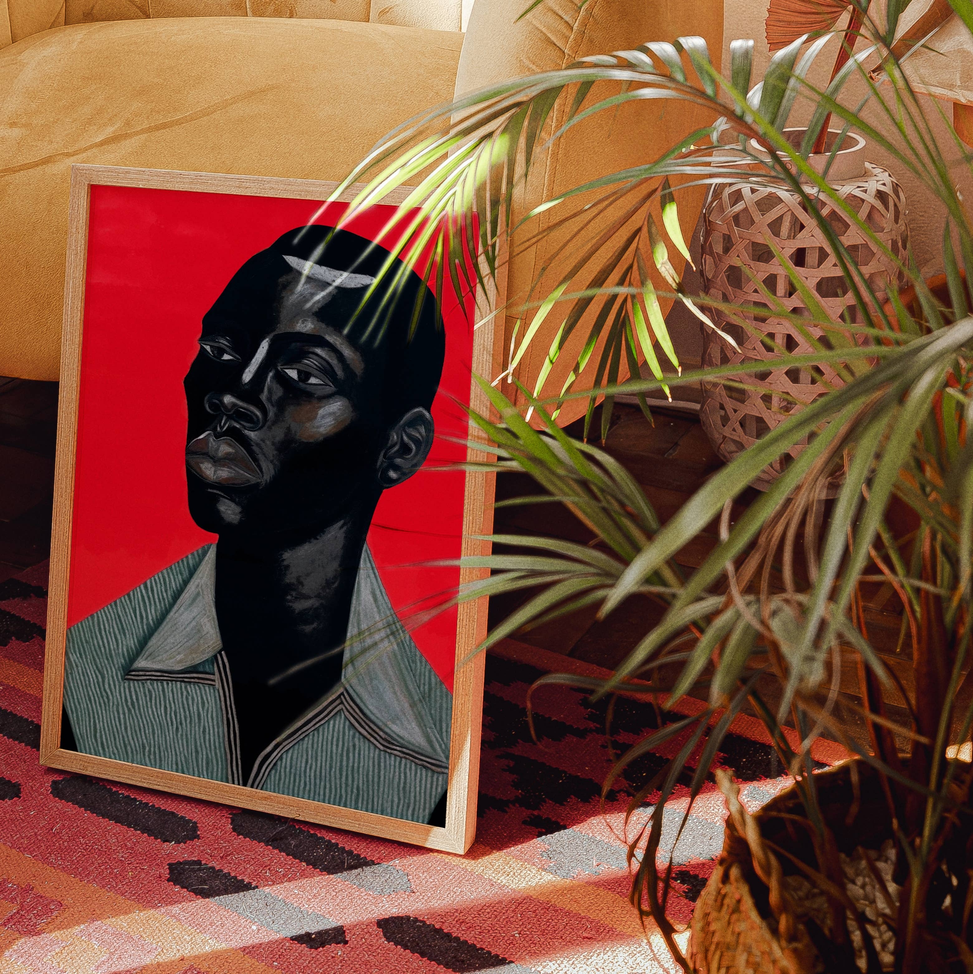 The Phoenix Palms - Wholesale Art Print - "Remy" Modern Portrait Art Print - Bold Red - Premium Paper2