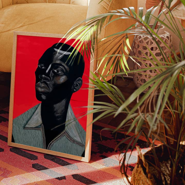 The Phoenix Palms - Wholesale Art Print - "Remy" Modern Portrait Art Print - Bold Red - Premium Paper2